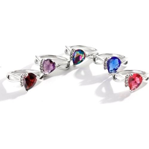 2020 New Simple Five Style Water Drop Zircon Rings For Women Trendy Female Jewelry Engagement Birthstone Party Gifts