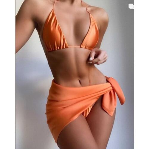 3 Piece Womens Girl Sexy Halter Bikini Sets Swimming, Summer, Women, Beachwear, Underwear, Multicolour, Water, Sea, Bra Bathing