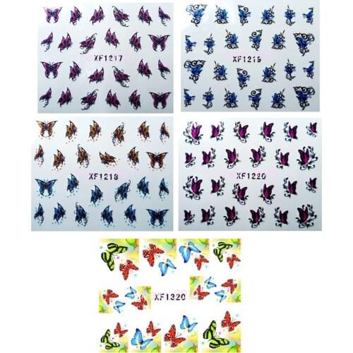 3D Nail Stickers Butterfly Flowers Design Adhesive Water Transfer Paper Decal Manicure Colorful Art DIY Decorations