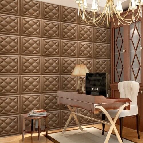 3D stickers Pvc imitation leather soft waterproof wall sticker Living room Self-adhesive child Collision avoidance wallpaper