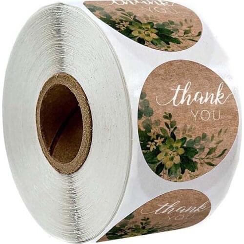 4 Design Kraft Paper Flower Thank You Stickers Seal Label for School Teacher Reward Kids Toys Stickers Personalized Gift Sticker