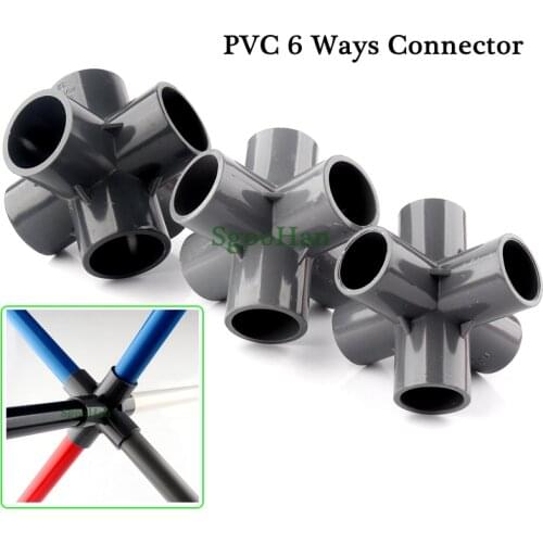 2~30pcs Irrigation System ID 20~50mm PVC Pipe 3D 6 Ways Connector Fittings Hydroponic Framework Coupler Adapter Tube Joints