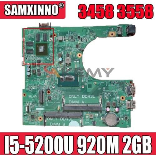 Akemy New I5-5200U 920M 2GB FOR Dell Inspiron 3458 3558 Motherboard 14216-1 1XVKN CN-098D3F 98D3F Mainboard 100% tested