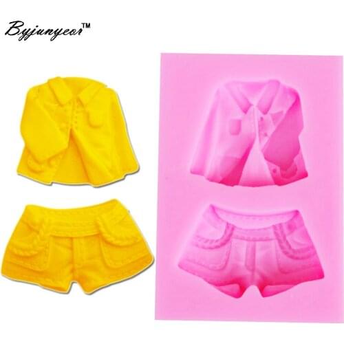 Byjunyeor F1108 Short Jeans&Suit UV Resin Silicone Mold Fondant Chocolate Candy Lollipop Crystal Epoxy Soft Clay Bake Tools