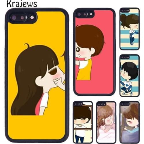 Krajews Cartoon Lovers BFF Couple Best Friends Matching Phone Case For iPhone X XR XS 11 12 Pro MAX 6 7 8 Plus Samsung S8 S9