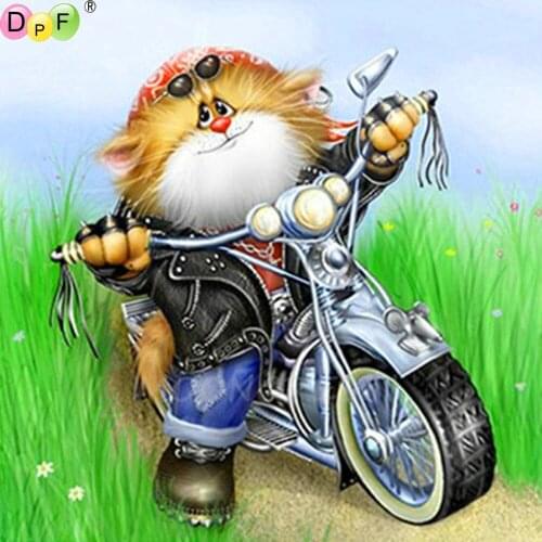 DPF diamond painting cross stitch motorcycle cat DIY full square diamond embroidery mosaic home decor gifts kits handwork Animal