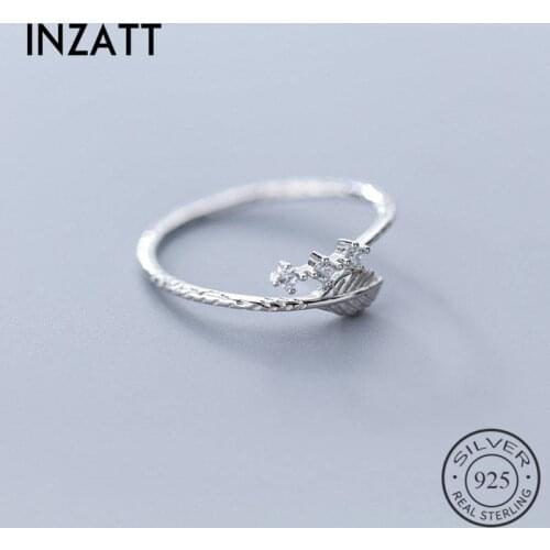 INZATT Real 925 Sterling Silver Plant Leaves Zircon Ring for Charming Women Fine Jewelry Trendy 2019 Accessories Gift