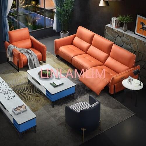 Living Room Sofa set real genuine leather sofas electric recliner salon couch puff asiento muebles de sala canape cama 1+3 seat