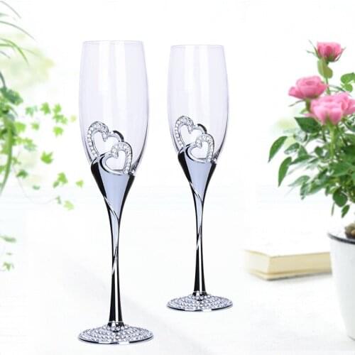 Creative Household Crystal Glass Champagne Glasses Goblet Couple Cups Enamel Craft Candlelight Dinner Wine Glasses Gift Box Set