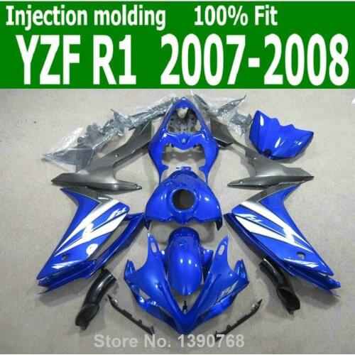 Cool Fairings For YAMAHA YZF R1 07 / 08 ( Blue White ) free custom Injection fairing kit CQ53