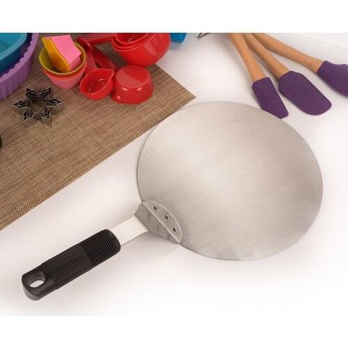 Non Stick Pastry Stainless Steel Kitchen Lifter Round Spatula Pizza Peel Paddle Hanging Hole Baking Tool Cake Shovel Chef-35