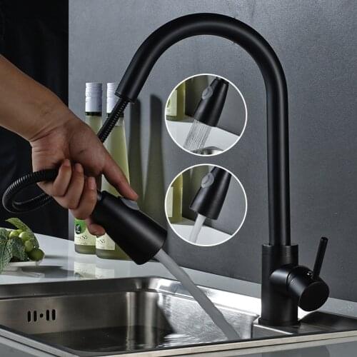 Kitchen Faucets Black Single Handle Pull Out Kitchen Tap Single Hole Handle Swivel 360 Degree Sink Faucet Mixer Tap Mixer Tap
