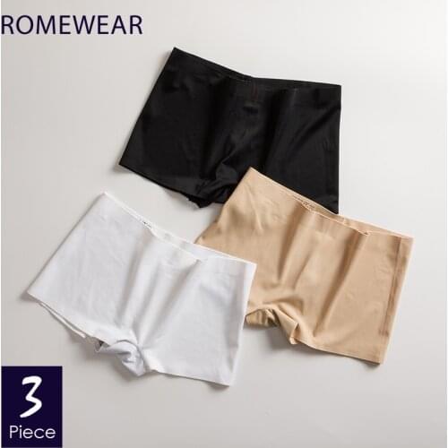 Summer Girl shorts Pants Stretch Seamless Boxer Underwear Mid-Length Safety Nylon Ice Silk Skin Briefs Safety Underwear 3pcs