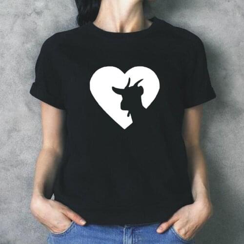 Summer Short Sleeve Tee Shirt Femme Harajuku Cotton Casual T-shirt Funny Goat Heart Farm T Shirt Women Tops Camisas De Mujer
