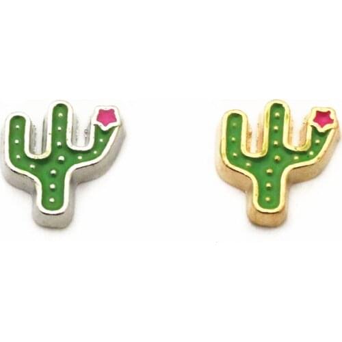 Hot selling Mix2 10pcs/lot Charms cactus Floating Charms for Floating Memory pendant charms Lockets DIY Jewelry