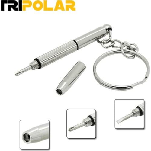 Fashion 3 in1 Eyeglass Screwdriver Hand Tools Sunglass Watch Repair Kit with Keychain hand tools