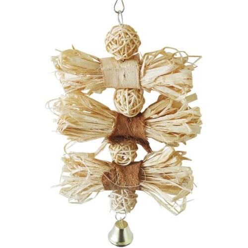 Natural materials Parrot Chew Strands Bite Teeth Grinding Ball Bell Attractive Bird Toy Natural toy loofah rattan ball bite toy