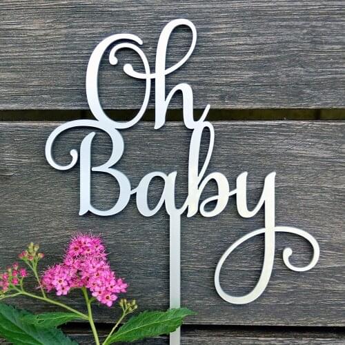 Oh Baby Cake Topper, Girl or Boy Baby Shower Cake Decoration Supplies, Baby Birthday Color Acrylic Commemorative Cake topper