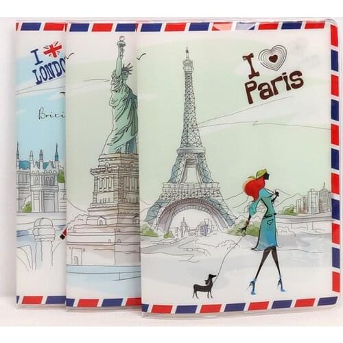 World Scenery Series Travel Passport Holder Women PVC Cartoon Passport Cover Multifunctional Ticket Credit Card Protective Case