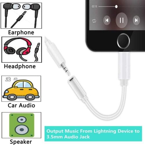 For Lighting to 3.5mm Headphone Jack Audio Cable Converter Adapter Aux Music For iPhone 12 xs 7 8 Plus X XR Earphone Splitter