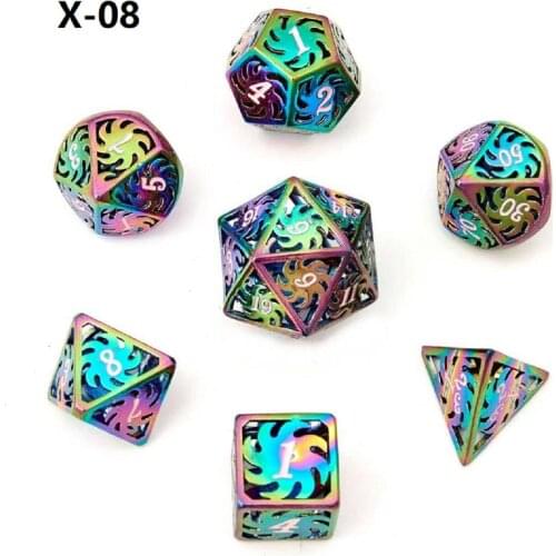 Hollow metal dice polyhedral DND dice set 7pcs/Set d6 d20 dobbelsteen dados rpg dice 2020 New arrival game dices