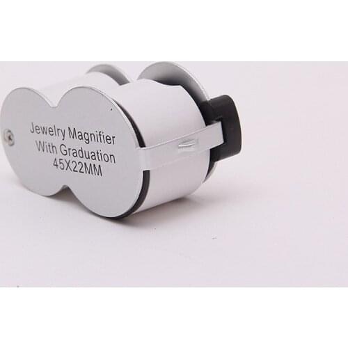 Portable Handheld Magnifying Glass with Scale Measuring with LED Light 45X Jade Wenwan Identification Jewelry Magnifying Glass