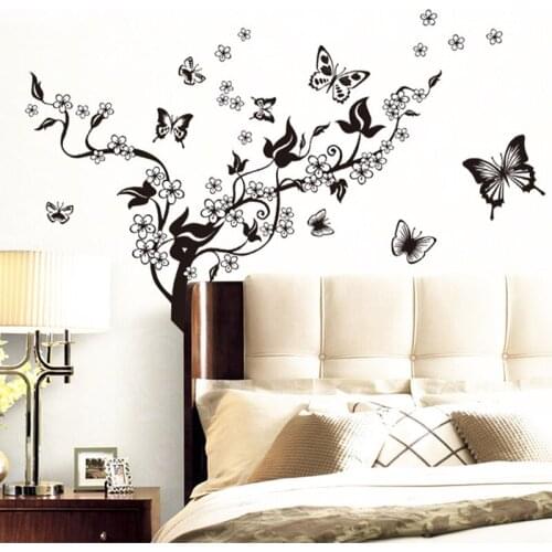 Romantic Flower Wall Sticker Fashion Art Decal Background Decoration Wall Stickers Home Decor Butterfly 3D Wallpaper on The Wall