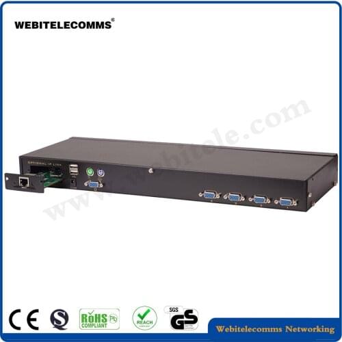 With IP Function,4 port VGA Rack-mounted KVM console