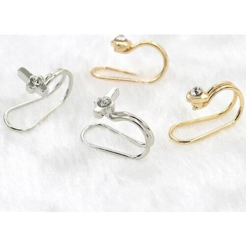 Many Types Star Triangle Crystal & Simulated Pearl On Top Golden Metallic Fashion Ear Cuff Women Wrap Clip Earrings