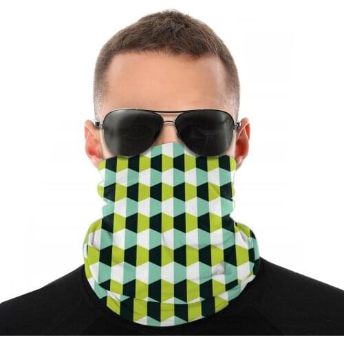 Lime Teal Hexagons Scarf Half Face Mask Unisex Fashion Neck Warmer Balaclava Bandana Polyester Headwear Outdoor Hiking