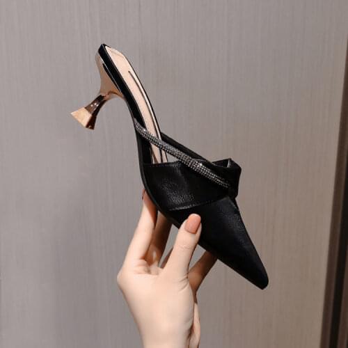 2021 New High Heel Women Slipper Outdoor Square Toe Slip On Casual Slides Sandal Shoes Ladies Flip Flop