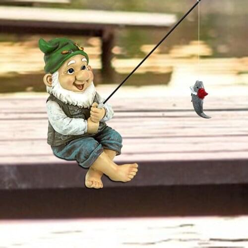 Garden Gnome Statue Resin Fishing Dwarf Elf Figurines Yard Lawn Outdoor Gnome Garden Decoration Statue Home Figurines Decoartion