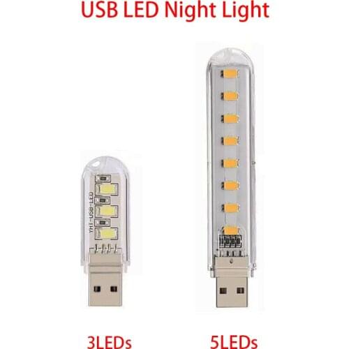 1pcs USB LED Book Lamp 3LED 8LED SMD5730 LED Bulb 5V Cold/Warm White Mini Portable Night light for Power Bank PC Laptop Notebook