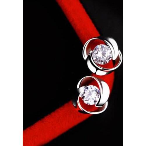 Rotating Love Stud Earrings For Women AAA Zircon Earring Earings Silver color plated Jewelry Earing Brincos Brinco Oorbellen F72