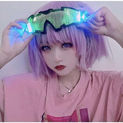 Japan Harajuku Anime Glasses LED Shiner Super Cool Safety Goggles Cosplay Future Machinery Harajuku Night Vision