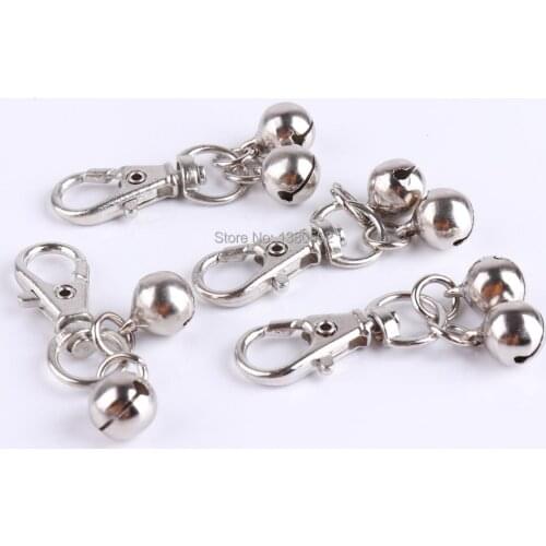 10pcs/lot Sliver Color 9.5mm Small bell Jingle bell with Snap Hook key ring DIY Christmas Decoration