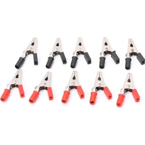 10X Insulated Crocodile Clips Plastic Handle Cable Lead Testing Alligator Clamps