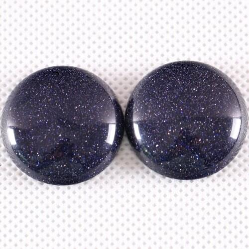 25MM Round Cabochon CAB Natural Stone Blue Sandstone No Drilled Hole Bead for Women Men DIY Jewelry Making Ring 2Pcs/Lot K1070
