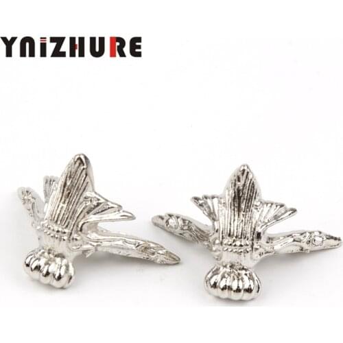 4Pcs 29x30mm Silver Tone Jewelry Gift Box Wood Case Decorative Feet Leg Corner Protector Free shipping