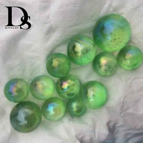 5 Pcs Natural Green Crystal Ball Clear Quartz Sphere Aura Angel Chakra Electroplated Orb Minerals Healing Massage Gifts