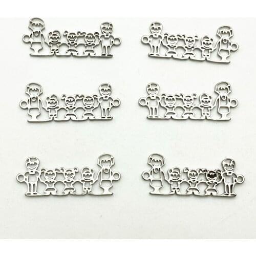 6Pcs 11*27mm 5 Members Family Charm Stainless steel Never Fade Bracelet Jewelry Making Hand Diy Craft