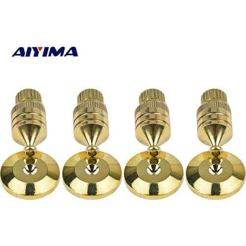 AIYIMA 4 Sets Audio Speaker Spikes M8x36 Active Speakers Parts Pure Copper Foot Nails Pads Home Theater Sound System Accessories