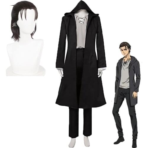 Attack on Titan Cosplay Jaeger Eren Cosplay Costumes The Final Season Uniform Wigs Black Coat Anime Women Men Halloween Carnival