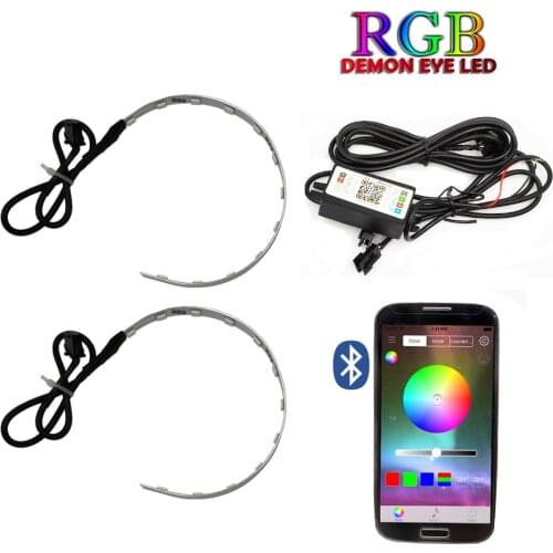 Auto RGB headlight Projector Led Devil Eye Demon Eye Lamp For Car App Remote Control projector headlamp angles eye