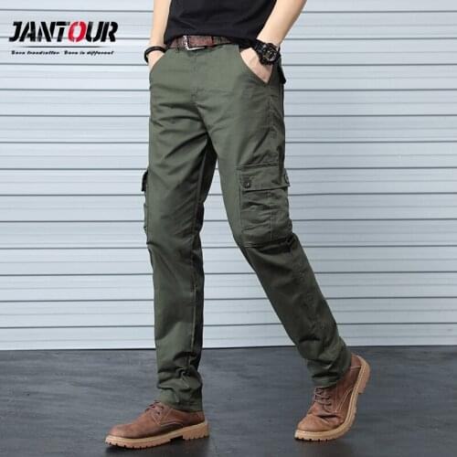 2020 Straight Cargo Casual Pants Men Military Tactical Pantalon Camouflage Homme Loose Fit Homber Modis Black Trousers Male