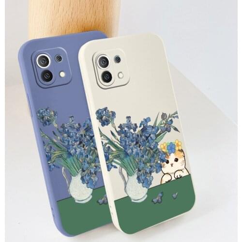 Oil Painting Liquid Silicone Case For Xiaomi Mi 11 11i 10T 9T Pro Lite 10 10S 9 8 Poco F2 X2 F3 Pro Shockproof Soft Phone Cover