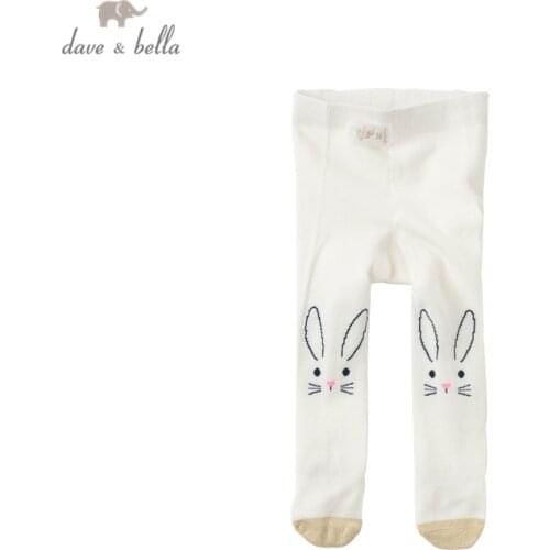 DB17657 dave bella spring infant baby girls lolita solid cartoon print leggings children fashion leggings