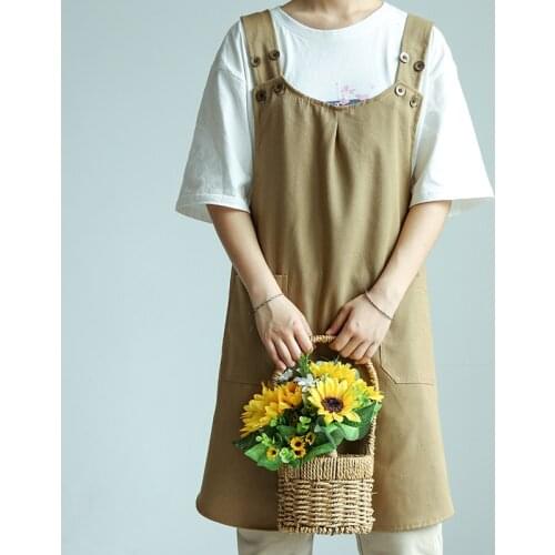 Home kitchen apron fashion denim coffee milk tea shop baking work clothes men and women painting custom logo printing