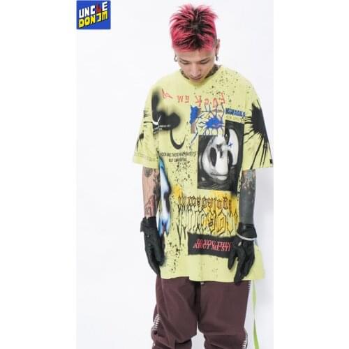 UNCLEDONJM Evil graffiti tshirt Oversized t shirt HIP HOP harajuku graphic t shirts new arrival 2021 retro t shirt ULSD70