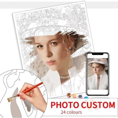 GATYZTORY Photo Custom Diy Painting By Numbers Personality Picture Customized Paint By Numbers Gift Acrylic Coloring By Numbers
